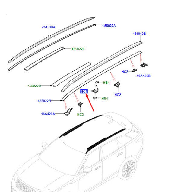 LR093944 - LR RANGE ROVER VELAR L560 Roof Rack Middle Section Clip LR093944 NEW GENUINE
