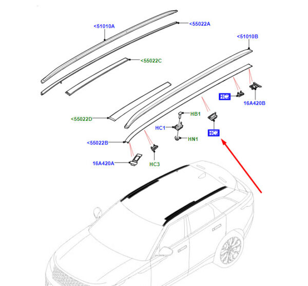 LR093947 - Land Rover Range Rover Velar L560 Roof Rack Clip LR093947, Original Part