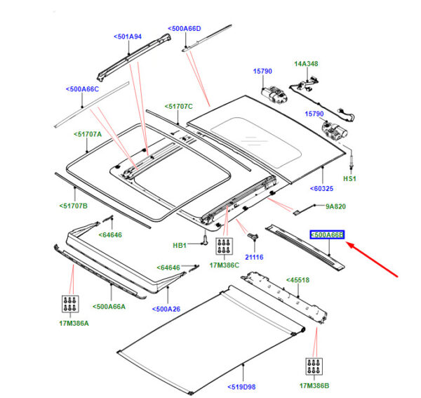 LR094008 - Land Rover Range Rover Velar L560 Roof Center Shield LR094008, Original Part