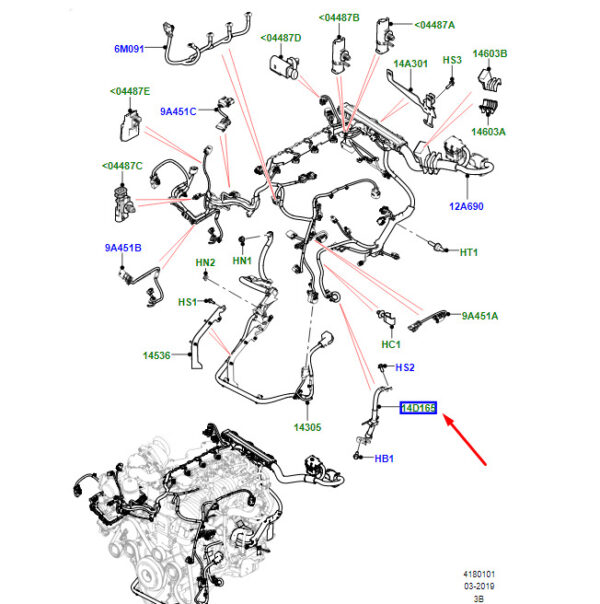 LR094772 - Land Rover Range Rover Velar L560 Engine Grounding Cable LR094772, Original Part