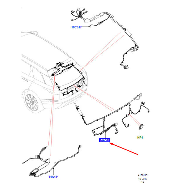 LR094960 - Land Rover Range Rover Velar L560 Tailgate Wiring LR094960 NEW ORIGINAL
