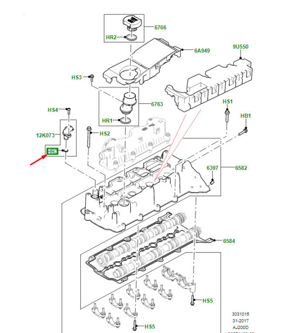 LR095781 - LR Range Rover Velar L560 O-Ring Camshaft Position Sensor LR095781 NEW