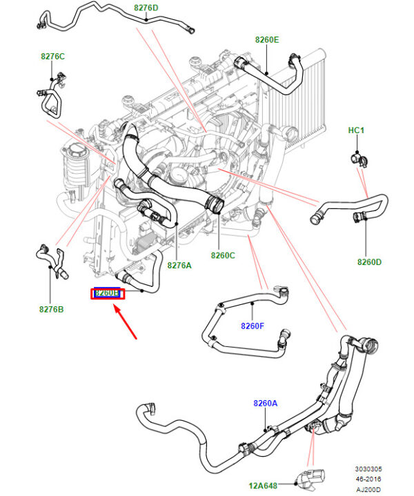 LR095815 - Land Rover Discovery V L462 Engine Coolant Hose LR095815 NEW ORIGINAL