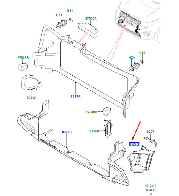 LR097981 - LR Range Rover Velar L560 Additional Cooler Left Air Repellent LR097981 New