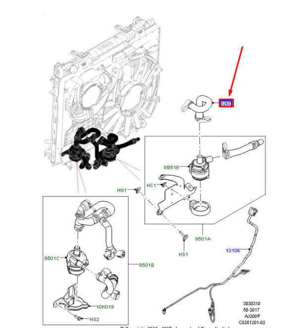 LR100983 - LAND ROVER RANGE ROVER IV L405 Transmission Oil Cooler Hose LR100983 NEW Original
