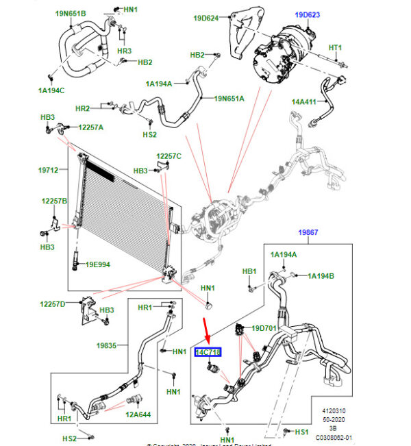 LR101280 - LR RANGE ROVER VELAR L560 Refrigerant Pressure Sensor LR101280 NEW ORIGINAL