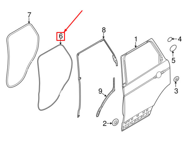 LR104930 - LAND ROVER DISCOVERY V L462 REAR DOOR SEAL RUBBER LR104930 NEW GENUINE