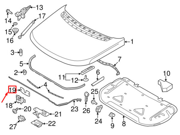 LR106388 - LR DISCOVERY L462 Hood Latch Spacers LR116448 GENUINE