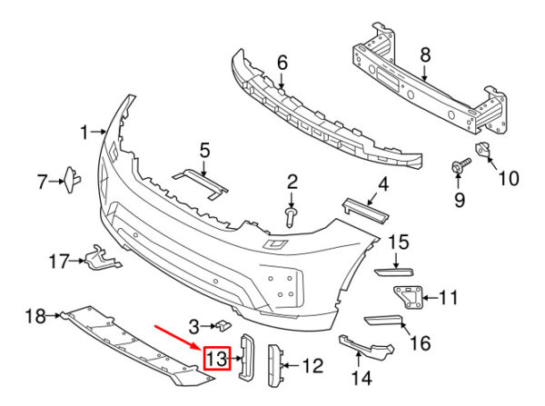 LR106936 - LR DISCOVERY V L462 Front Bumper Air Intake Insert LR106936 GENUINE