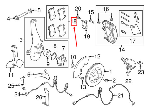 LR110084 - LAND ROVER DISCOVERY L462 Front Wheel Brake Pad Set LR110084 NEW GENUINE