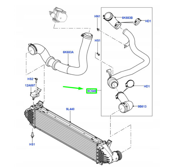 LR110361 - LR DISCOVERY SPORT L550 Turbo to Intercooler Air Channel LR110361 NEW