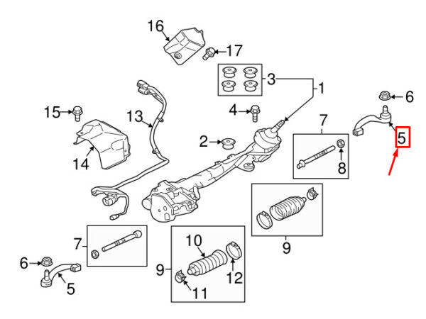 LR111480 - LR RANGE ROVER VELAR L560 BALL JOINT STEERING GEAR LR111480 NEW GENUINE