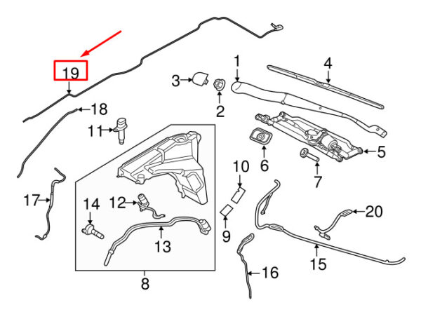 LR112026 - LAND ROVER DISCOVERY V L462 Windshield Washer Hose LR112026 NEW GENUINE