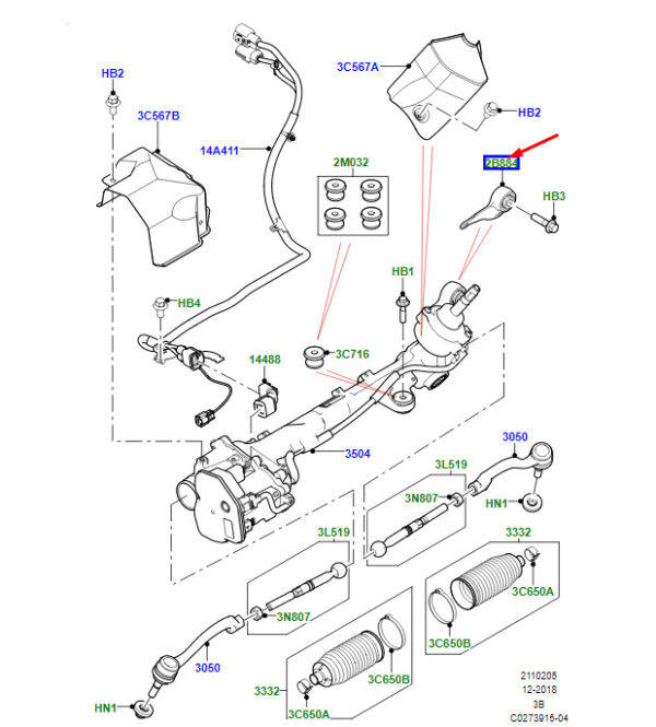 LR112998 - LR RANGE ROVER VELAR L560 Steering Transmission Mount and Female LR112998 NEW ORIGINAL