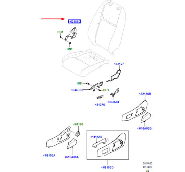 LR116137 - LR RR VELAR L560 Front Left Inner Seat Cushion Valance LR116137 NEW GENUINE