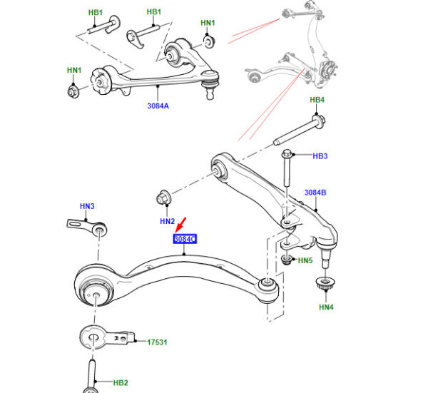 LR116905 - LR RANGE ROVER VELAR L560 Front Suspension Lower Arm LR116905 NEW GENUINE