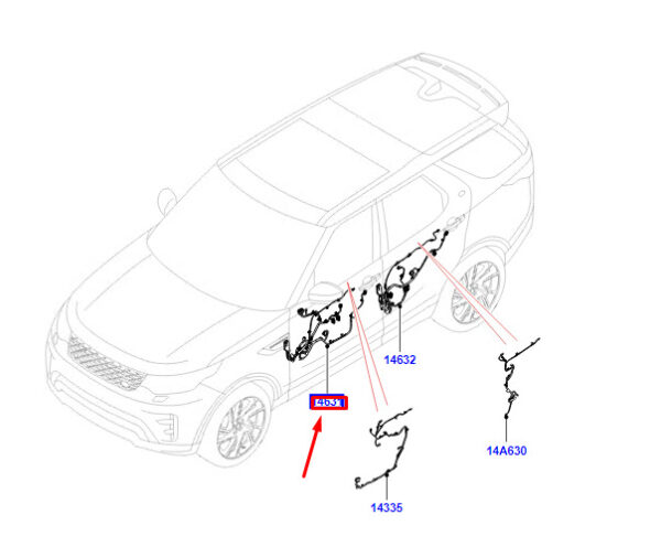 LR119408 - LR Discovery V L462 Front Right Door Wiring RHD LR119408 NEW ORIGINAL