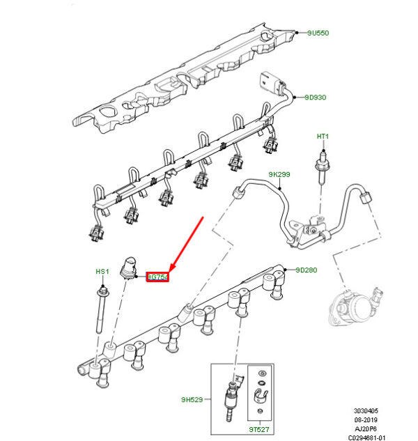 LR121769 - LAND ROVER RANGE ROVER IV L405 Fuel Pressure Sensor LR121769 NEW Original