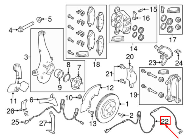 LR122455 - LR RANGE ROVER SPORT L494 FRONT BRAKE WARNING SENSOR LR122455 NEW GENUINE