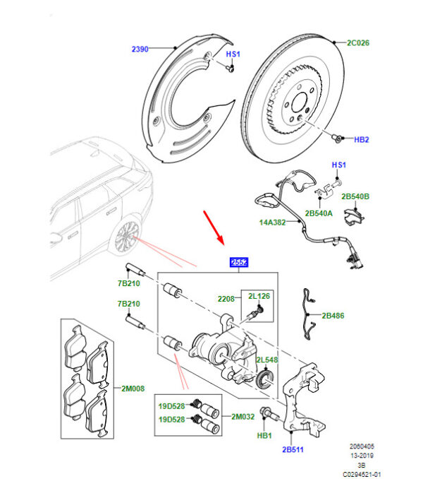 LR122686 - LR Range Rover Velar L560 rear left caliper LR122686 NEW ORIGINAL