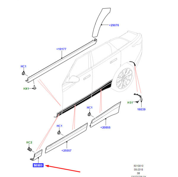 LR123088 - LR Range Rover Velar L560 fender bar front left LR123088 NEW ORIGINAL