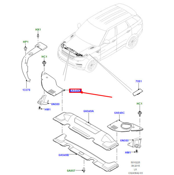 LR125275 - LR RANGE ROVER SPORT II L494 RH Engine Compartment Cover LR125275 NEW GENUINE