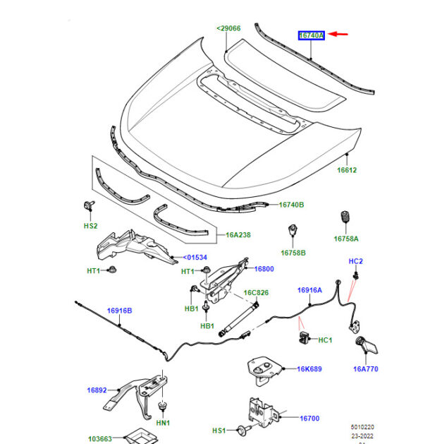 LR127278 - LR Range Rover Velar L560 bonnet rear seal LR127278 NEW ORIGINAL