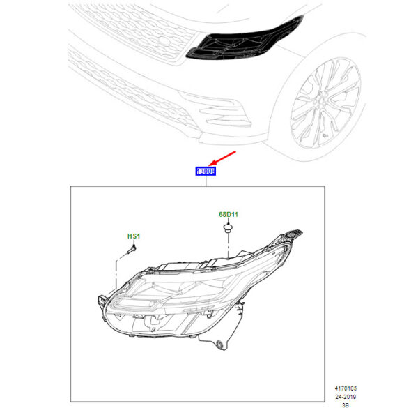 LR128898 - LAND ROVER RANGE ROVER VELAR L560 Front Left Headlight RHD LR128898 NEW GENUINE