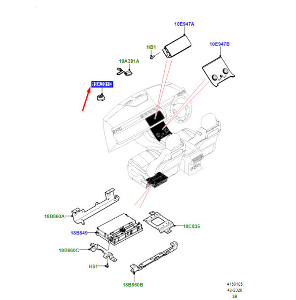 LR129342 - Microphone for Land Rover Range Rover Velar L560, LR129342, Original Part