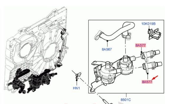LR132441 - Land Rover Defender L663 Water Pump Hose LR132441 NEW GENUINE