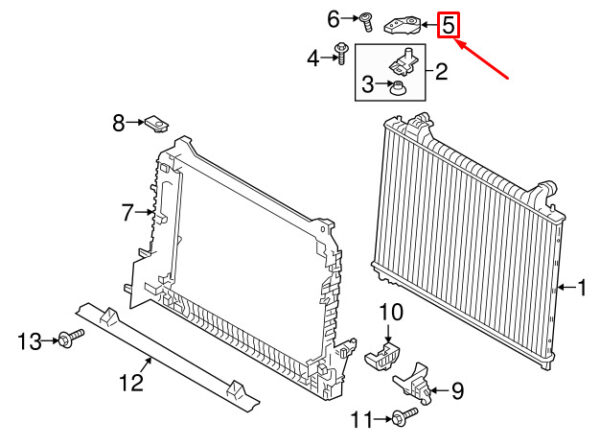 LR134917 - RR Range Rover Velar L560 radiator mount top right LR134917 NEW ORIGINAL