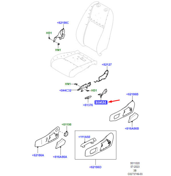 LR137765 - RR Range Rover Velar L560 seat adjustment lever front right LR137765 NEW ORIGINAL