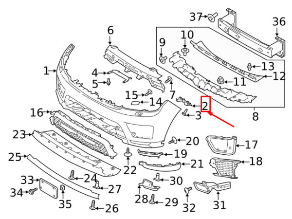 LR137782 - LR Range Rover Sport II L494 Bumper Mount Front Right LR137782 Part