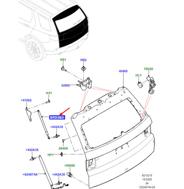 LR139131 - Land Rover Range Rover Velar L560 Tailgate Bra LR139131 NEW ORIGINAL