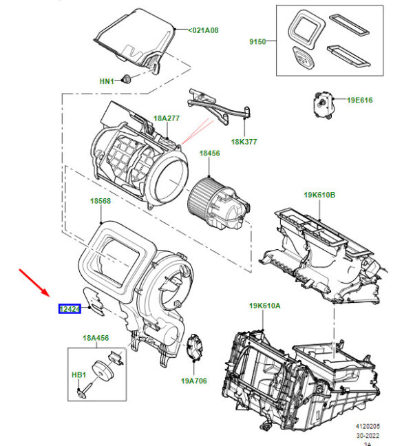 LR140182 - RR Range Rover Velar L560 Mount for Heater Fan Housing LR140182 Part