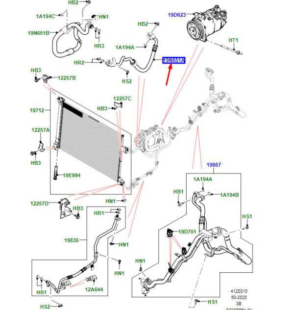 LR141794 - Land Rover Range Rover Velar L560 AC Capacitor Inlet Tube LR141794, Original