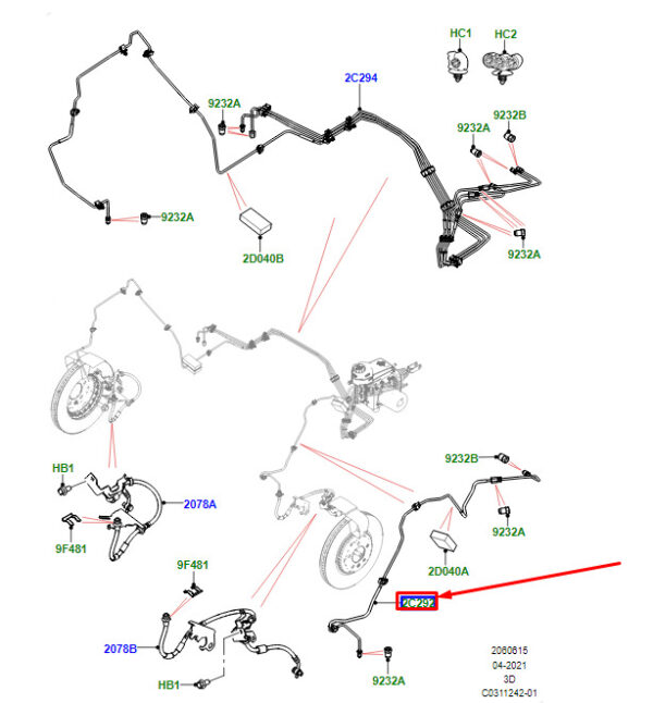 LR142055 - LAND ROVER DISCOVERY V L462 Front Left Brake Line LR142055 NEW ORIGINAL