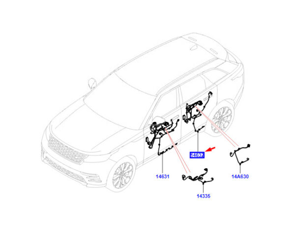 LR144734 - RR Range Rover Velar L560 Wiring for Rear Left Door LR144734 Original Part