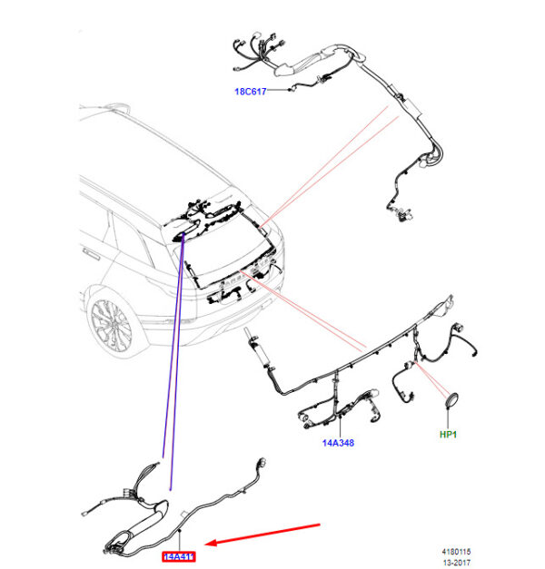 LR145536 - LAND ROVER RANGE ROVER VELAR L560 Tailgate Wiring LR145536 NEW ORIGINAL
