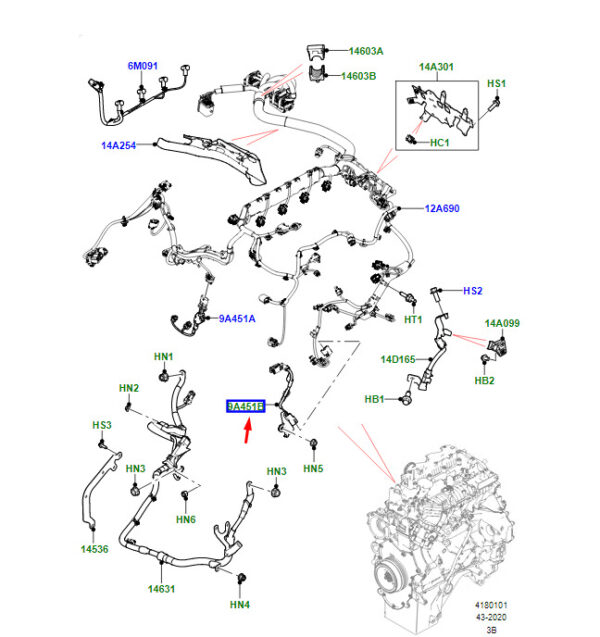 LR146092 - Land Rover Range Rover Velar L560 Alternator Wiring LR146092, Original