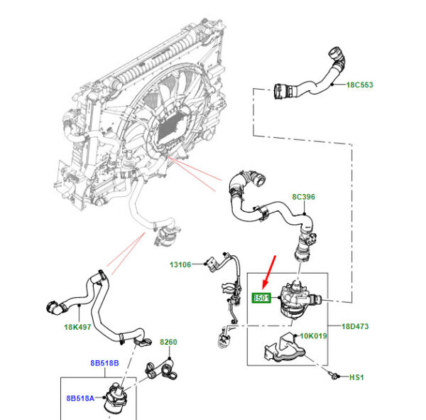 LR146321 - Land Rover Range Rover Velar L560 Additional Water Pump LR146321 NEW ORIGINAL