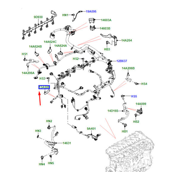 LR146998 - Land Rover Range Rover Velar L560 Engine Cable Clip LR146998, Original Part