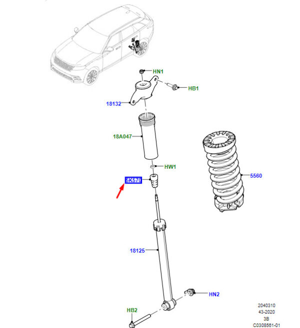 LR147288 - LR Range Rover Velar L560 rear shock absorber bumper LR147288 NEW original