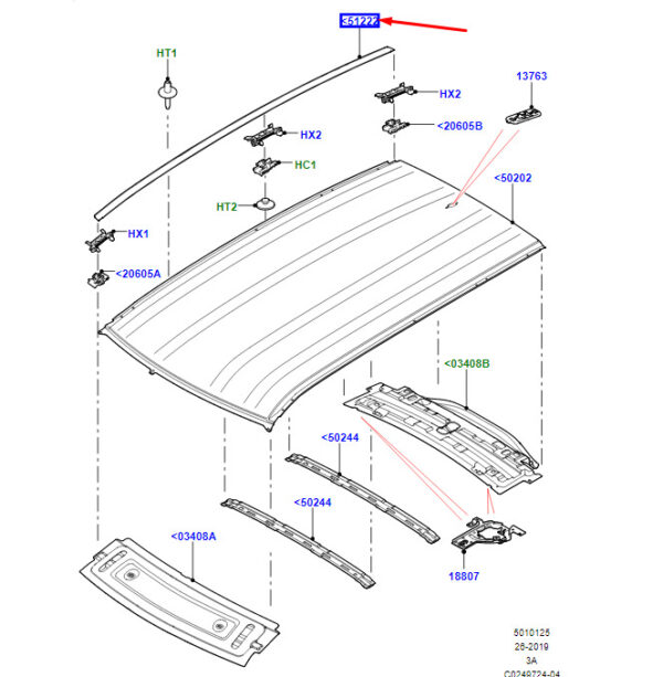 LR156924 - LR Range Rover Velar L560 Left Roof Gasket Strip LR156924 NEW ORIGINAL