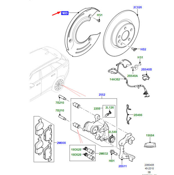 LR157811 - LR Range Rover Velar L560 rear left brake disc protector LR157811 NEW ORIGINAL