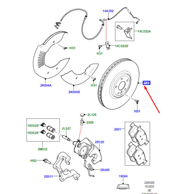 LR161916 - Front brake disc for Land Rover Range Rover Velar L560 LR161916 NEW ORIGINAL