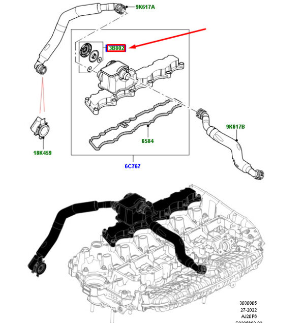 LR166809 - LAND ROVER RANGE ROVER IV L405 PCV Valve Service Kit LR166809 NEW GENUINE
