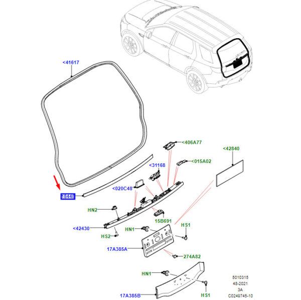 LR168658 - LR Range Rover Velar L560 Trunk Door Trim LR168658, Original Part