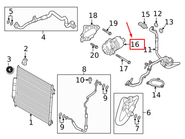LR172658 - Land Rover Discovery V L462 Air Conditioning Pump Compressor LR172658, Genuine Part