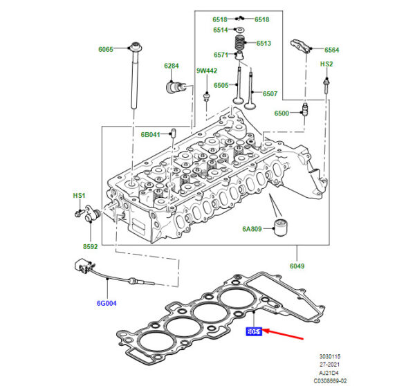 LR178228 - Cylinder Head Gasket for LR Range Rover Velar L560 LR178228 NEW ORIGINAL